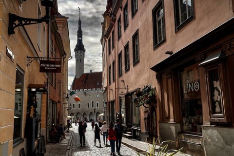 View from Mündi Tänav of Tallinn's Town Hall and Gothic buildings, Tallinn, zero, Estonia