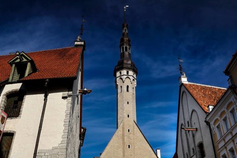 Tallinn Gothic Town Hall with distinctive tower and historic ambiance, Tallinn, null, Estonia
