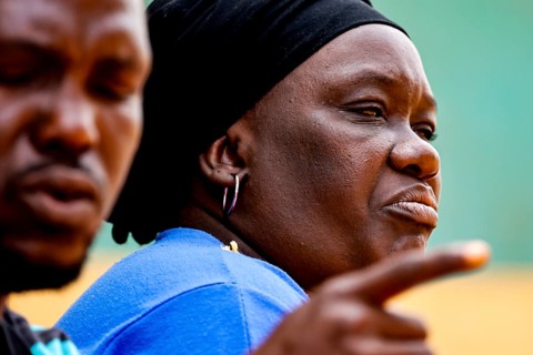 Close-up of Rokia talking during a house visit to CI, Korhogo, CI, Côte d'Ivoire