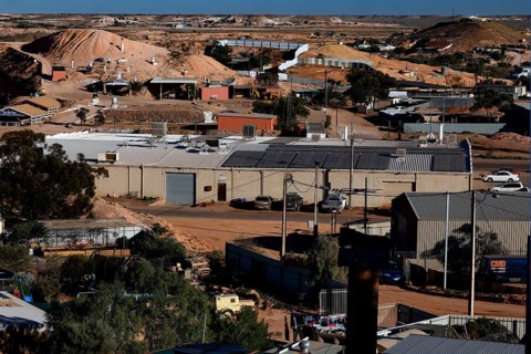 View of Coober Pedy, known for its underground houses and opal mines, Coober Pedy, South Australia,