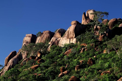 Majestic rocks rise above thick vegetation in the Valley of Wonders, Babile, Oromia, Ethiopia