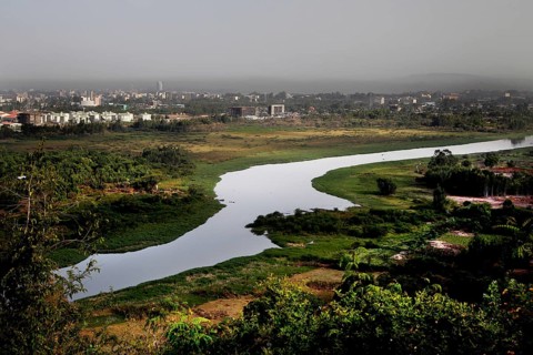 Panoramic view of Bahirdar and the Blue Nile from above, Bahirdar, Amhara, Ethiopia