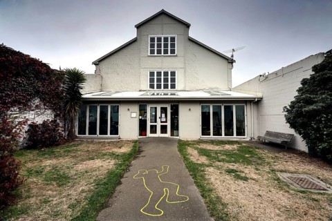 Former prison, now accommodation, with template on the way in Christchurch, Christchurch,