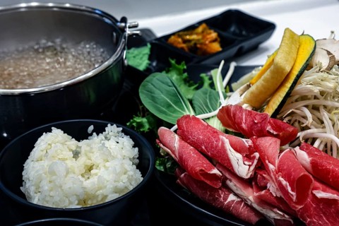 Shabu Shabu dish in the food court of the Lotte Department Store in Busan, Busan, South Korea