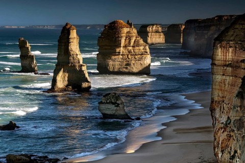 Impressive rock formations of the Twelve Apostles along the coast of the Great Ocean Road, Great