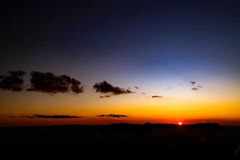 Sunset at Reed Lookout in the Grampian Mountains, the sky shows warm colors, Grampian Mountains,