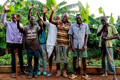 Group of workers in the fruit and vegetable garden of the rehabilitation center, Nongotanakaha,