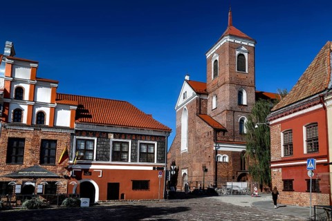 Historic buildings on Town Hall Square, Rathausplatz, Rathausplatz with an impressive cathedral