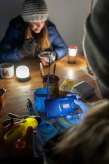 Symbolic blackout, extensive, prolonged power failure, in private surroundings, without