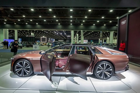 Detroit, Michigan USA - 14 January 2026 - The Cadillac Celestiq ultra luxury vehicle on display at