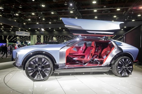 Detroit, Michigan USA - 14 January 2026 - The Cadillac Elevated Velocity concept vehicle on display