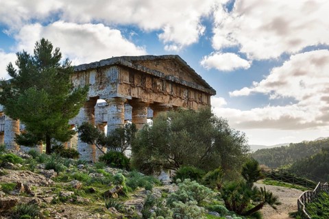 Elymian Doric Temple, Ruins, Ancient City of Segesta, Archaeological Site on Monte Barbaro,