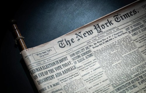 Front page of the New York Times from 1932, Tändsticksmuseet Match Museum or Match Museum,