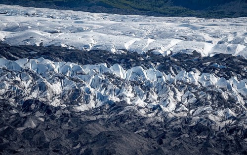 Detail, glacier ice, Seracs of the Matanuska Glacier Tongue, Lion's Head, Chugach Mountains,