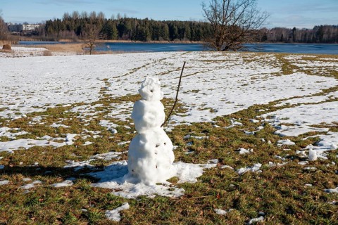 Melting snowman, snowmelt, climate, climate change, global warming, spring, Upper Bavaria, Germany
