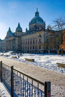 Federal Administrative Court, former imperial court in winter with snow, Leipzig, Saxony, Germany