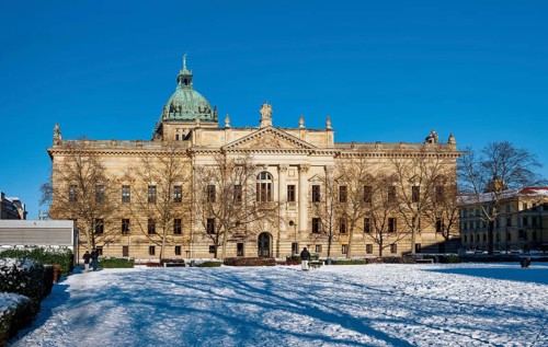 Federal Administrative Court, former imperial court in winter with snow, Leipzig, Saxony, Germany