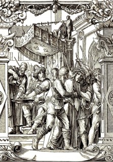 Pilate's handwashing, after Holbein, Roman governor Pontius Pilate, soldiers take Christ into