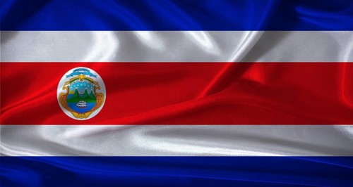 National flag of Costa Rica with cloth texture. Costa Rica flag with realistic texture background