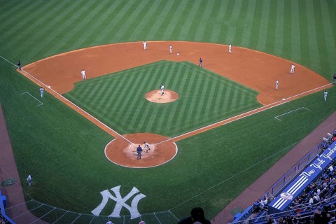 Detail of the baseball game in the historic Jankee Stadium, existed from 1923 to 2008, then