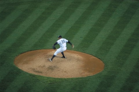 Movement, pitcher in action at Yankee Baseball Stadium, it existed from 1923 to 2008, then