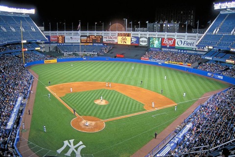 Baseball game in the historic Jankee Stadium, existed from 1923 to 2008, then demolished, Bronx,
