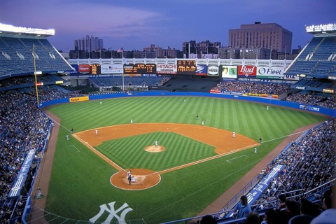 Base ball game in the historic Jankee Stadium, existed from 1923 to 2008, then demolished, Bronx,