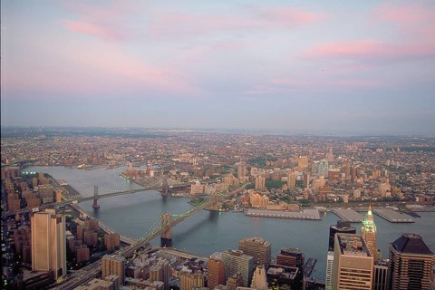 View from the World Trade Center in September 2000, of Brooklyn, Brooklyn and Manhattan Bridge and