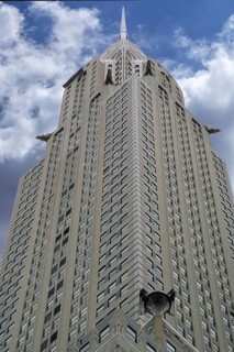Detail of the Chrysler Building, built in 1930 in Art Deco style, Cloudy Sky, New York City, USA