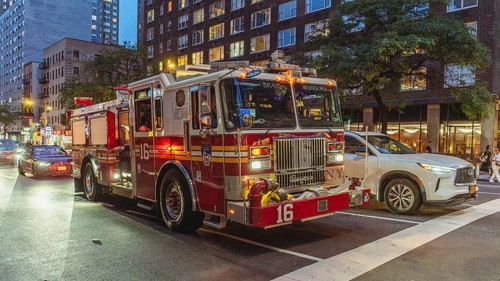 Fire engine in the streets of New York, New York, USA