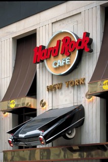 Outdoor advertising from Hard Rock Café, New York City, USA