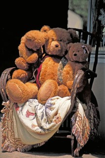 Teddy bears in a toy store, New York City, USA