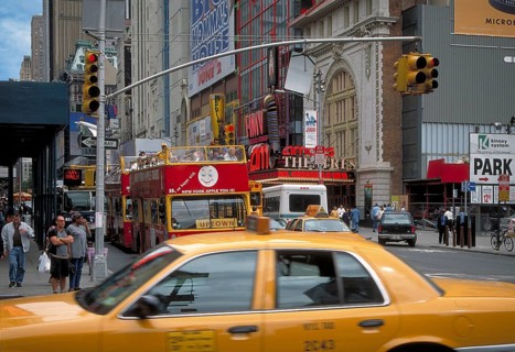 Sightseeing tours, CitySightseeing in the streets of New York City, USA