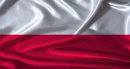National flag of Poland with cloth texture. Poland flag with realistic texture background