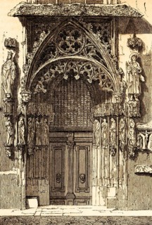 Bridal door of the church of St. Sebald, Gothic architecture, Lutheran town church, covered portal,