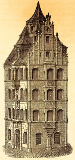 The Pottery House, architecture, several floors, gable, dormer, tower, Nuremberg, Germany,