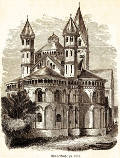 Roman Catholic Apostle Church in Cologne, minor basilica, Romanesque architecture, medieval