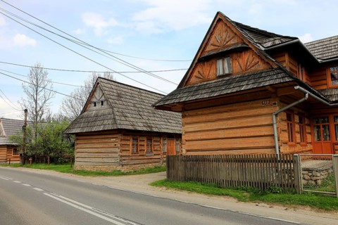Traditional wooden houses in the village of Chocholow, Podhale-style wooden architecture, listed by