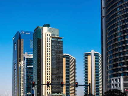 Modern architecture on Omar Al Mukhtar Street, Doha, Qatar