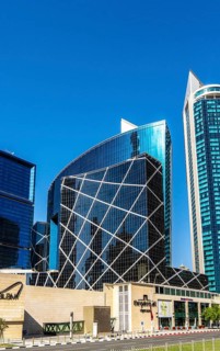 Modern architecture on Omar Al Mukhtar Street, Doha Qatar