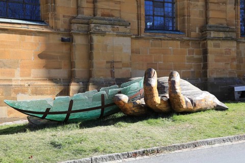 The glass ark, artists Ronald Fischer and Hubert Stern, a five metre long art object supported by a