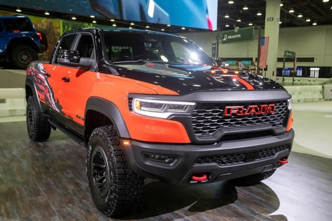 Detroit, Michigan USA - 14 January 2026 - The RAM TRX SRT on display at the Detroit Auto Show