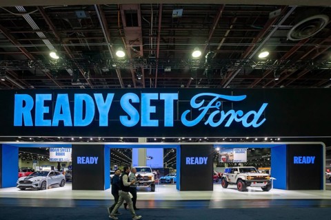 Detroit, Michigan USA - 14 January 2026 - The Ford exhibit at the Detroit Auto Show