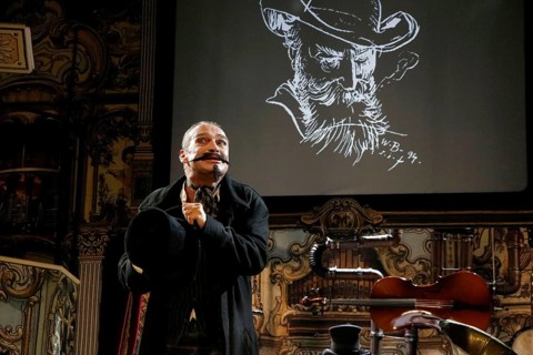 Pörre Besson during the photo rehearsal for SAUERKOHL AND MISDEEDS, a musical Wilhelm bush program