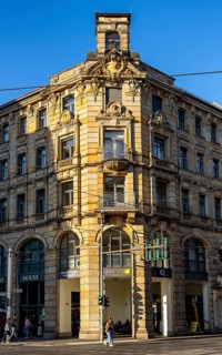 Historic corner house at the intersection of Invalidenstraße and Chausseestraße in Berlin Mitte,