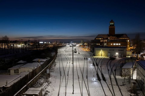 BEHALA (Berliner Hafen- und Lagerhausgesellschaft) railway line in the evening on 07.01.2026