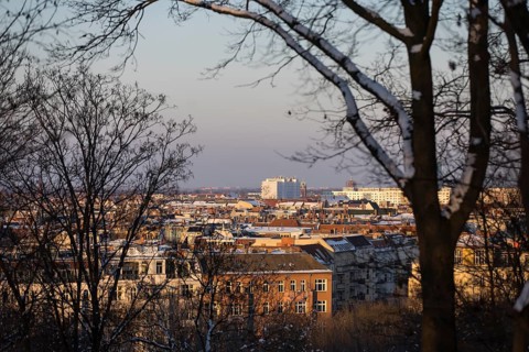 View of Prenzlauer Berg from Volkspark Friedrichshain on 07.01.2026