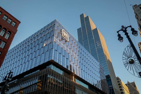 Detroit, Michigan - General Motors' new headquarters in the Hudson's Detroit development. The