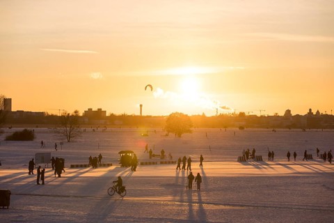 Sunset on Tempelhofer Feld in Berlin on 11.01.2026