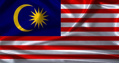 National flag of Malaysia with cloth texture. Malaysia flag with realistic texture background